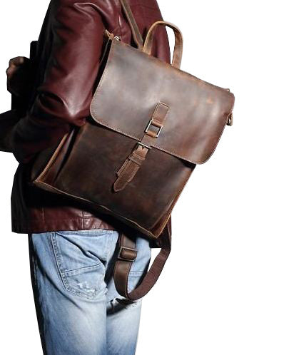 leather laptop backpack mens