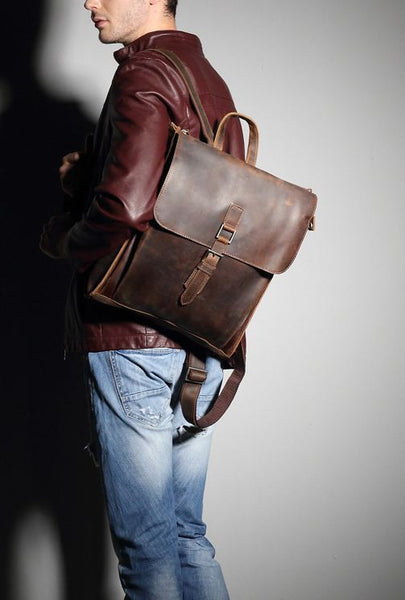 Premium Leather Laptop Backpack