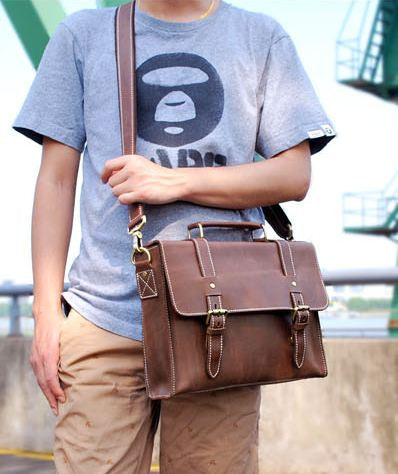 Slim & Slick Brown Leather Bag with Multiple Compartments