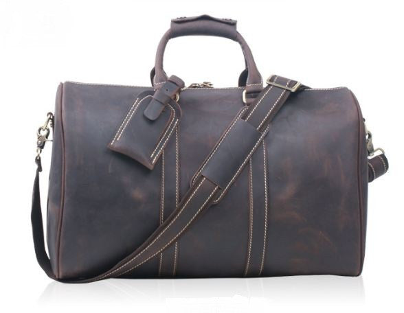 Men's Leather Holdall Weekender Travel Duffel Bag