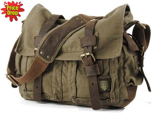 Military Canvas Messenger Bag Medium Size - Serbags - 1