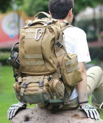 traveller wearing the Serbags military hiking backpack
