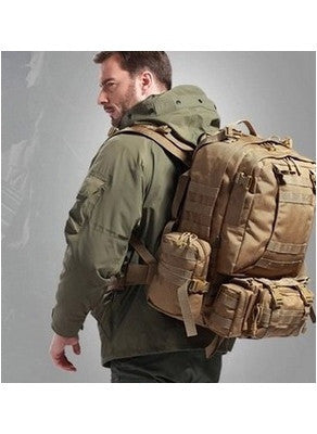 Hiker wearing the Serbags waterproof military hiking backpack