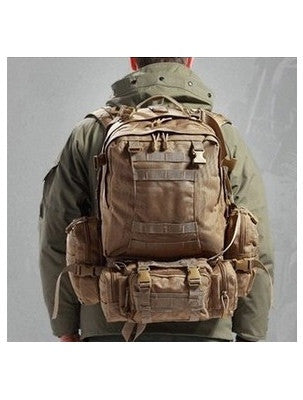 traveller wearing the Serbags military hiking backpack