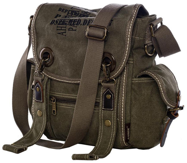 Military Inspired Multitask Canvas Satchel