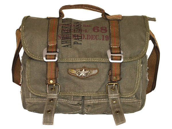 Military Vintage Canvas Over The Shoulder Messenger Bag - Larger Version - Serbags - 2