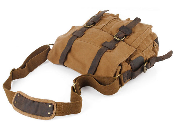 leather and canvas military messenger bag by Serbags