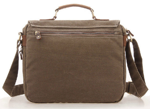 Multi Compartment Organizer Vintage Style Canvas Messenger Bag With Internal Pockets