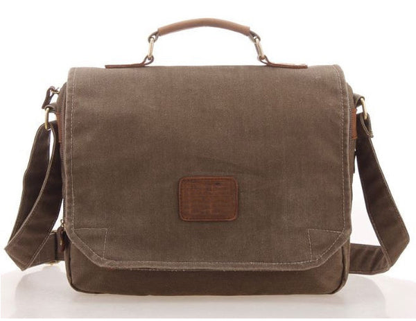 Multi Compartment Organizer Vintage Style Canvas Messenger Bag With Internal Pockets