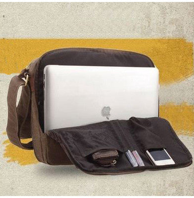 Multi Compartment Organizer Canvas Messenger Bag