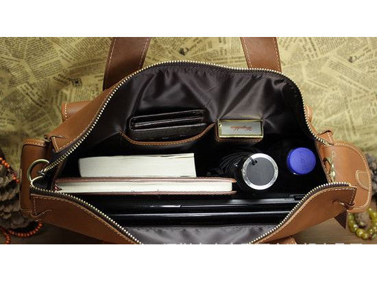 Selvaggio Multi Pocket Genuine Leather Satchel Bag Briefcase - Serbags - 7