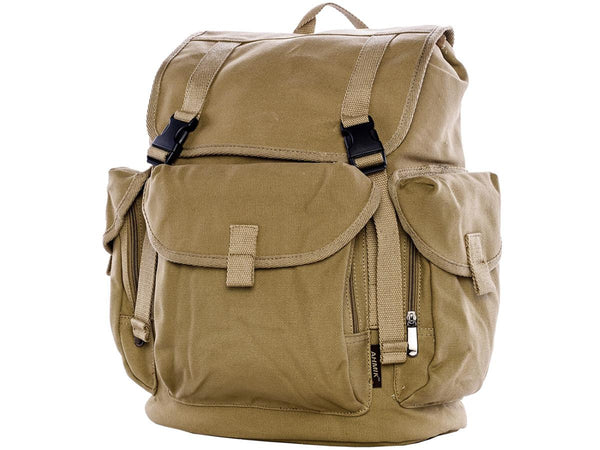 Military Multi-pouch Canvas Over-flap Backpack