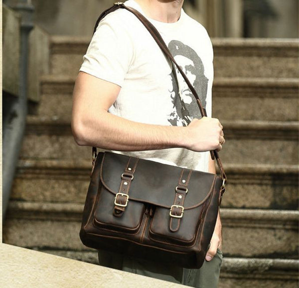 Leather Satchel Book Bag For Men