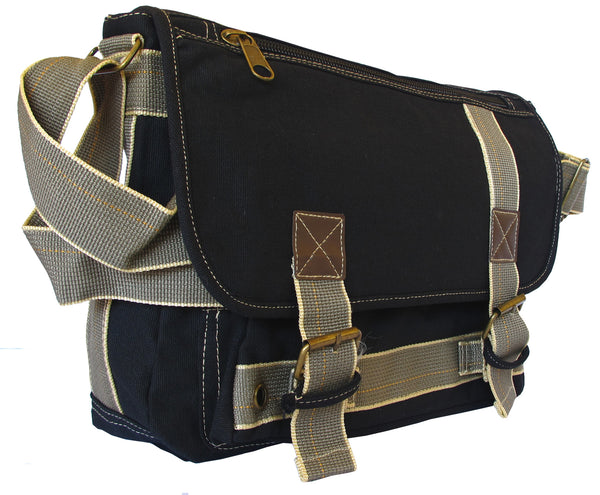 Black Canvas Messenger Bag - Serbags - 1