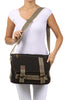 Retro Black Leather Canvas Messenger Bag - Model Picture