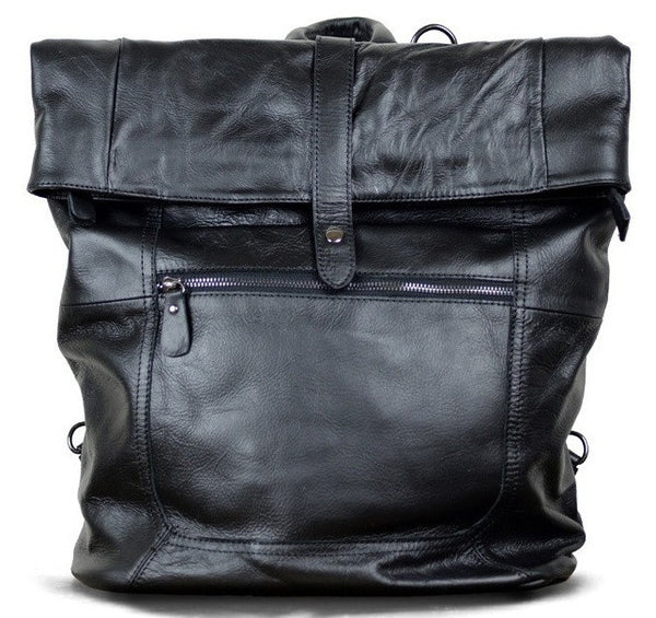 Convertible Selvaggio Genuine Dark Gray Italian Leather Rucksack with Deatacheable Shoulder Straps