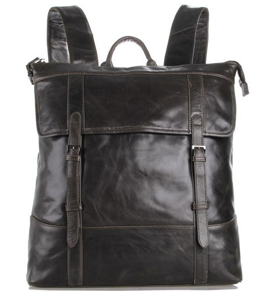 Selvaggio Genuine Leather Vintage Laptop Backpack - front view
