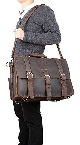 guy carrying the beautiful Selvaggio full grain leather briefcase