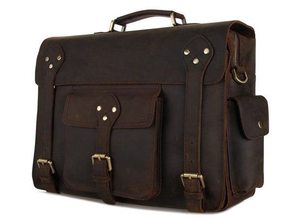 Selvaggio Large Vintage Full Grain Leather Briefcase - Serbags - 3