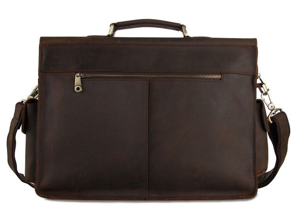 Selvaggio Large Vintage Full Grain Leather Briefcase - Serbags - 4