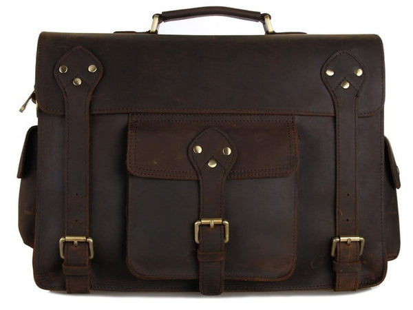 Selvaggio Large Vintage Full Grain Leather Briefcase - Serbags - 2