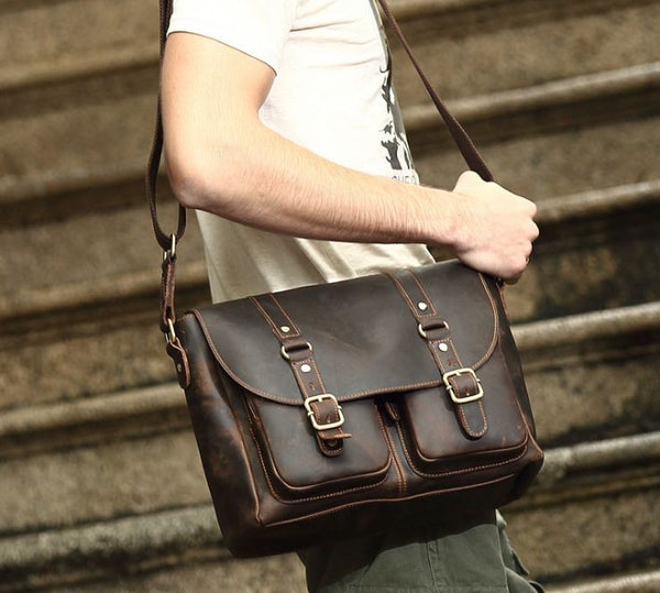 Leather Satchel Book Bag For Men