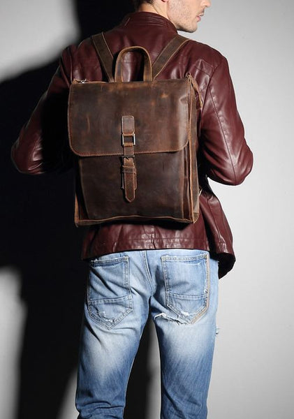 Premium Leather Laptop Backpack