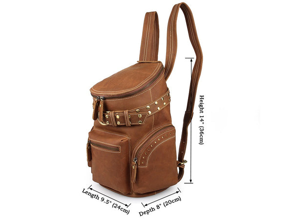 Stylish Cow Leather Belt Accent Book Bag