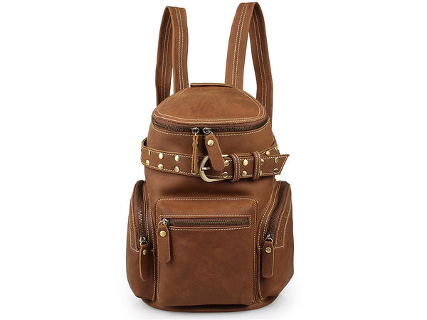 Stylish Cow Leather Belt Accent Book Bag