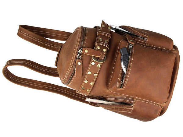 Stylish Cow Leather Belt Accent Book Bag