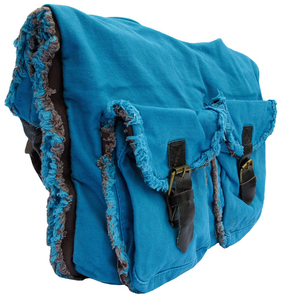 Blue Designer Cotton Handbag for Women - Serbags - 2