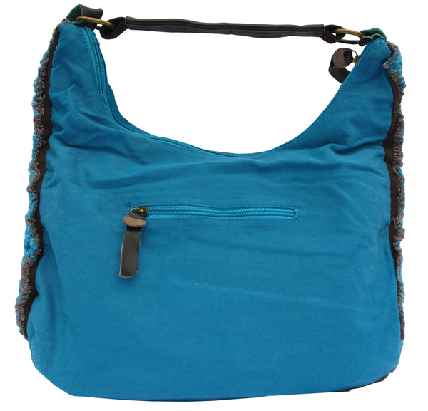 Blue Designer Cotton Handbag for Women - Serbags - 4