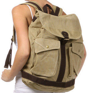 Travel Multi-Pocket Rucksack Backpack with Leather Strap - Serbags - 2