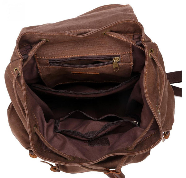 Interior lining for the beautiful dark brown vintage canvas backpack