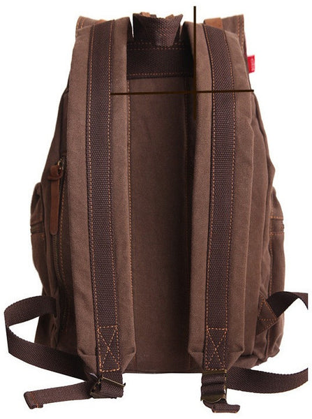 Back view -sturdy dark brown vintage hiking backpack