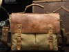 Vintage Style Canvas Leather Flap-over Messenger Bag