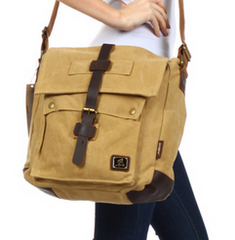 Vintage Canvas & Leather Sturdy Vertical Bag