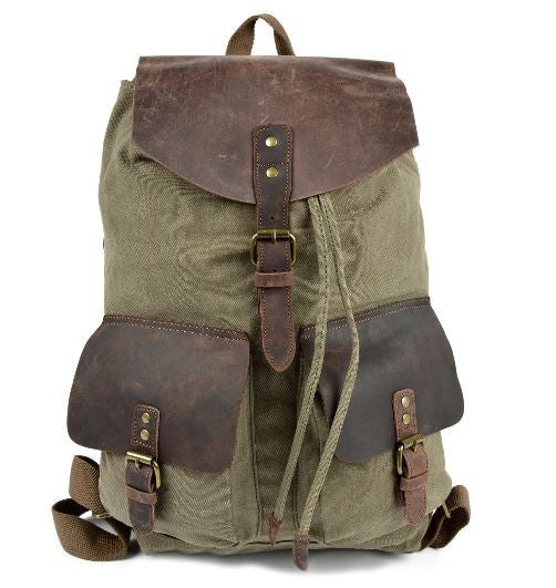 Army Green Washed Canvas Rucksack