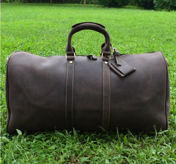 Men's Leather Holdall Duffel Weekender Travel Bag