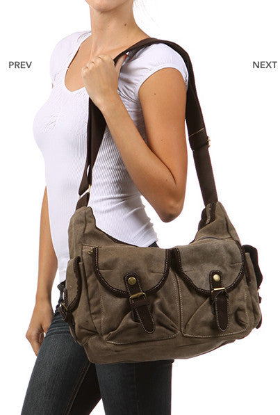 Cotton Canvas Messenger Shoulder Bag - Serbags - 6