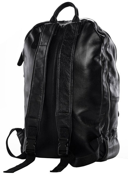 Stylish black leather backpack by Serbags