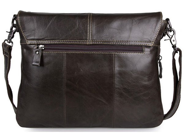 Genuine Black Leather Shoulder Bag with Adjustable Shoulder Strap