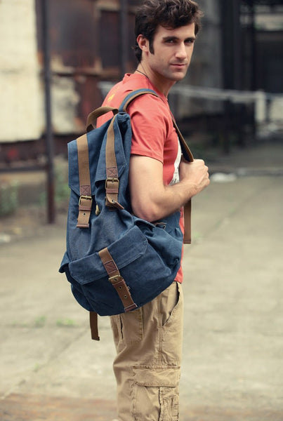 Heavy Duty Brown Canvas Classic Backpack for Work, School & Outdoor Activities