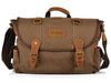 Brown Canvas & Leather Messenger Bag - Front View