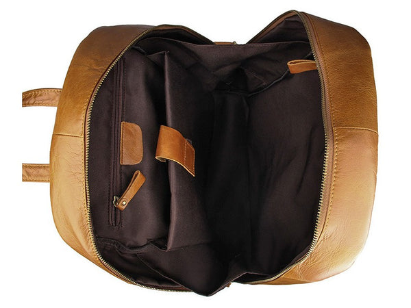 Padded Laptop Compartment Leather Backpack