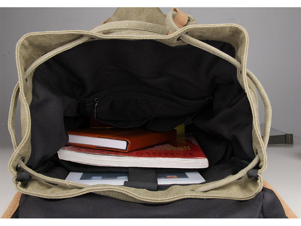 Interior Pockets of the Canvas Travel Laptop School Backpack 