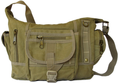 Cross Body Shoulder Multi-Pocket Canvas Messenger Bag - Front View