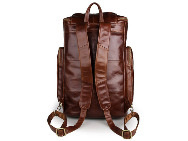 Fine Leather Multi-Pocket Travel Backpack