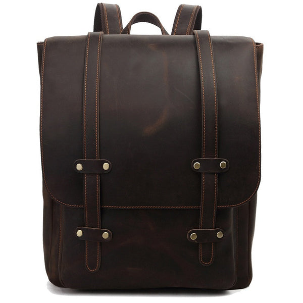 Rustic Businessman / Scholar Genuine Leather Laptop Backpack