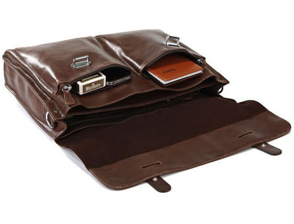 Versatile Leather Laptop Portfolio Bag in Sleek Design & Genuine Brown Leather